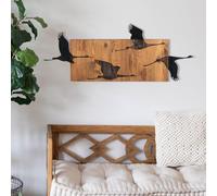 Accessoire mural en bois élégant et décoratif, noir et noyer, 90,5 x 34,5 cm, cadre 100% métal (1,2 mm) et bois massif (3 cm), parfait pour la décoration moderne