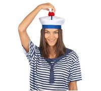 DEGUISE TOI - Chapeau de marin à pompon adulte - Chapeau à pompon - Taille Unique - Blanc - Accessoires pour déguisement - 100% Polyester - - Carnaval