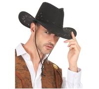 Accessoire - PARTY PLAY - Chapeau cowboy noir en suedine adulte