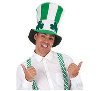 DEGUISE TOI - Chapeau Haut de Forme trèfle Adulte - Chapeau - Taille Unique - Vert - Accessoires pour déguisement - 100% Polyester - -