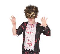 DEGUISE TOI - Masque en latex loup garou enfant - Demi-masque - Taille Unique - Marron - Masques - Latex - Laver à la main - Halloween