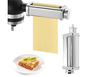Accessoire Pâtes Inox 304 pour Robot Kenwood, Machine à Pâtes avec Bouton, 8 Épaisseurs Réglables, Laminoir à Pâtes pour Accessoires Kenwood Kmix/Chef, Argent