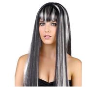 Accessoire - Perruque longue noire et blanche femme