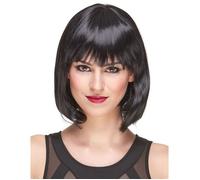 Accessoire - Perruque luxe noire carré plongeant avec frange femme
