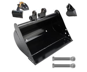 Accessoire plat pour mini-pelle, Godet lisse sans dents de 500 mm, idéal ; conçu pour les petites pelles de 0,8 à 1,5 tonne. Entraxe : 90 mm (3,54 po) ; Diamètre des axes : 25 mm.