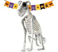 Accessoire pour animaux de compagnie - Squelette effrayant - Statue de chiot hanté - Structure osseuse détaillée pour des configurations effrayantes - Décoration d'Halloween pour fête en intérieur ou