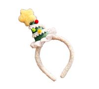 Accessoire pour cheveux de Noël avec arbre surélevé, Green | Étoile de couronnement en peluche, boules multicolores et bandeau intégré, détails festifs pour les fêtes de fin