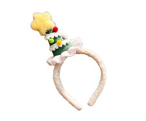 Accessoire pour cheveux de Noël avec arbre surélevé, Green | Étoile de couronnement en peluche, boules multicolores et bandeau intégré, détails festifs pour les fêtes de fin