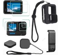 Accessoire pour GoPro Hero 12/11 10 9 Hero12 Hero11 Hero10 Hero9 Protection écran pour Objectif + Couvercle Batterie + étui en Caoutchouc + Cordon + Capuchon d'objectif + étui de Protection