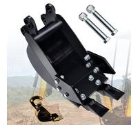 Accessoire pour mini-pelle de 7,87 pouces/200 mm, godet rétro étroit avec dents métalliques et 2 goupilles, adapté aux mini-pelles de 0,8 à 1,8 tonne pour creuser le sol