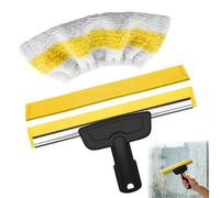 Accessoire pour nettoyeur vapeur - Accessoire pour fenêtre - Buse manuelle | Avec Kärcher SC1, SC2, SC3, SC4, SC5, lot de chiffons en microfibre avec caoutchouc de rechange pour nettoyage sans traces de