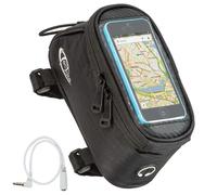 Accessoire pour vélo - TECTAKE - Support de vélo pour smartphone, imperméable, câble audio inclus, 8,5 x 18 x 8,5 cm - Noir