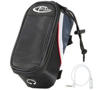 Accessoire pour vélo - TECTAKE - Support de vélo pour smartphone, imperméable, câble audio inclus, 8,5 x 18 x 8,5 cm - Noir/Rouge