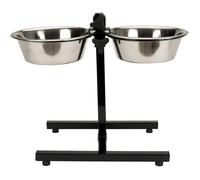 Accessoire repas chien - TYROL - Support + 2 Bols Inox - 25 cm - 2,8 L - Réglable en hauteur