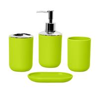 Accessoire Salle de Bain, Lot de 4 Accessoires de Salle de Bain Avec Distributeur de Savon, Gobelet de Salle de Bain, Porte Savon, Brosse à Dents Et Porte Dentifrice Pour Salle de Bain,Dark green