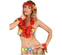 Accessoire - Set floral Hawaï rouge adulte