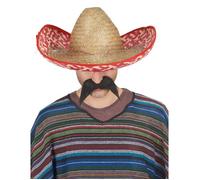 Accessoire - Sombrero Mexicain rouge et paille Adulte