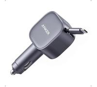 Anker Chargeur voiture Nano 75 W – câble USB-C rétractable 70 cm, 2 ports, Gris