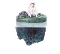 Accessoire unique pour aquarium avec îles flottantes miniatures et sculpture de pêcheur pour la maison, le bureau, la pêche amusante