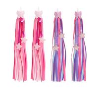 Accessoire Vélo Enfant 2 Set Franges de Guidon pour Filles, Rubans en Polyester Colorés avec Étoiles et Papillons pour Vélo Enfant, Trottinette et Vélo d'apprentissage, Installation Facile