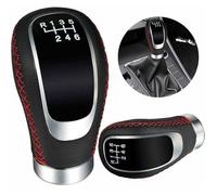 Accessoire Voiture Interieur Universel Pommeau Levier Vitesse Cuir 6 Vitesses avec 3 Adaptateurs 8mm 10mm 12mm Noir Rouge pour la
