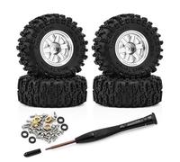Accessoire Voiture RC pour Ascent-32 SCX30 1/30 Pièces Rechange Voiture RC Kit 4 Roues Et Pneus Beadlock en Métal 40 Mm 0,7 Pouce(Silver)