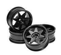 Accessoire Voiture RC pour Tamiya XV01 pour TT01 pour Kyosho pour HSP pour Sakura pour Traxxas pour RedCat 1/10 4 Pièces RC Voiture Course Moyeux De Jante Métal(Black)