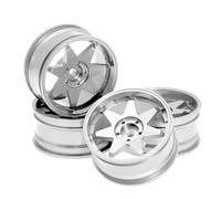 Accessoire Voiture RC pour Tamiya XV01 pour TT01 pour Kyosho pour HSP pour Sakura pour Traxxas pour RedCat 1/10 4 Pièces RC Voiture Course Moyeux De Jante Métal(Silver)