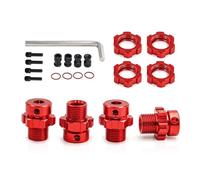 Accessoire Voiture RC pour Traxxas pour E-maxx pour Summit pour E-revo pour Revo3.3 1/10 Moyeux Roue Cannelés 17mm avec Écrous Hexagonaux Pièces Rechange Modèles Jouets(Red)