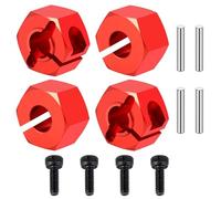 Accessoire Voiture RC pour Traxxas pour Mini pour Maxx 2S 1/16 Pièces Rechange Décoratives pour Voitures RC Adaptateurs Hexagonaux Roue Alliage D'aluminium.(Red)