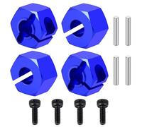 Accessoire Voiture RC pour Traxxas pour Mini pour Maxx 2S 1/16 Pièces Rechange Décoratives pour Voitures RC Adaptateurs Hexagonaux Roue Alliage D'aluminium.(Blue)