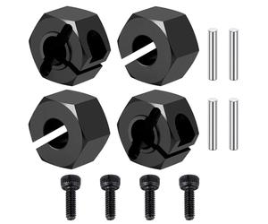 Accessoire Voiture RC pour Traxxas pour Mini pour Maxx 2S 1/16 Pièces Rechange Décoratives pour Voitures RC Adaptateurs Hexagonaux Roue Alliage D'aluminium.(Black)
