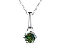 Accessoires 1 à 2 D Couleur Round Coup Moisanite Pendant Colliers pour Femmes Collier à Griffe Six pour Femmes - Anniversaire de la Saint-Valentin