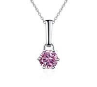 Accessoires 1 à 2 D Couleur Round Coup Moisanite Pendant Colliers pour Femmes Collier à Griffe Six pour Femmes - Anniversaire de la Saint-Valentin