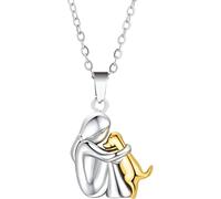 Accessoires 925 Collier de câlins en argent sterling pour femmes et hommes, collier de chien étreint, maman et étreinte enfant, pendentif ailes des anges, collier de deux mains et bisous, colliers