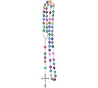 Accessoires 925 Collier de chapelet religieux en argent sterling pour les femmes et les hommes - 1pc Catholic Cross Rosary Perles pendentifs Collier de perles de cristal rond religieuses, Vierge Marie