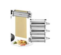 Accessoires à Pâtes pour KitchenAid Robot Pâtissier 3PCS Rouleau à Pâtes avec Coupe-Spaghetti et Coupe-Fettuccine en Acier
