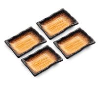 Accessoires à sushi Asiatica - Bols à sauce - En porcelaine japonaise - Pour sauces, sushis, sauces, sauces, amuse-bouches et tapas - Fabriqué au Japon - Lot de 4 bols à sauce Yaketa orange
