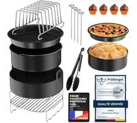 Accessoires Air Fryer, 15 Pièces - Accessoires Ronds XL pour COSORI 4,7L, Moulinex 4,2L - Avec Livre de Recettes Électronique