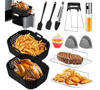 Accessoires Air Fryer, 17PCS Accessoires pour Ninja Double Stack XL SL400EU SL400EUCP, Moule Silicone Air Fryer 9,5L, Air Fryer Accessoires, Accessoires pour Friteuse à Air
