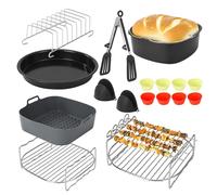 Accessoires air fryer, 20 pièces accessoires de friteuse à air carrés pour Philips Airfryer XL 6,2L XXL 7,2L, Ninja 5,8 L/6,2 L, COSORI 5,5 L 4,7 L, Cecotec 5,5 L/6 L, Accessoires pour Friteuses à Air