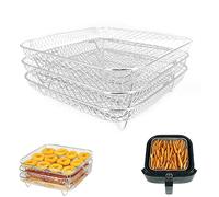 Accessoires Air Fryer, 3PCS Air Fryer Grill Rack Empilable 20cm Carrée Grille de Cuisson, Grille De Fritteuse à Aix En 304 Acier Inoxydable, Grille Air Fryer, Panier Friteuse, Pour Airfryer (carré)