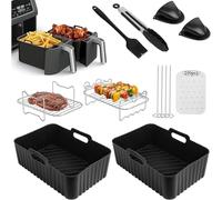 Accessoires Air Fryer, 9 Pièces Grille de Cuisson pour Friteuse à Air, Air Fryer Grille en Acier Inoxydable Antiadhésif pour Ninja Foodi AF400EU, AF300EU, AF500EU (9PCS)