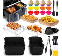 Accessoires Air Fryer Moulinex Dual Easy Fry XXL 11L, Moule En Silicone Pour Moulinex Double Friteuse À Air EZ942BF0 EZ9428F0, Papier Cuisson, grille air fryer, Spray Huile Cuisine, Moule Muffin, Etc.