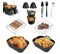 Accessoires Air Fryer Ninja, Moule Silicone Air Fryer Réutilisable pour Ninja Foodi Max Af300EU Af400EU, Pliable Air Fryer Accessoires pour Friteuse à Air Double 7,6L-9,5L (11Pcs)