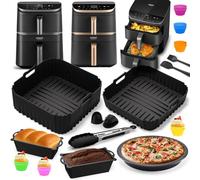 Accessoires Air Fryer pour COSORI 10.8L Turbo Tower Pro Double Stack - 2pcs Moule Silicone Air Fryer Sur Mesure, Plat Réutilisable Accessoires, pour COSORI Friteuse sans huile 10,8L(6,5L+4,3L)