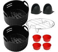 Accessoires Air Fryer pour COSORI petite 2 L, DEIME 2.5 L, YASHE 2,3L, Chefman 2 L, Accessoires pour friteuses à air chaud pour 1 à 2 personnes, Réutilisable Moule Silicone Air Fryer, 15CM