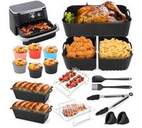 Accessoires Air Fryer pour NINJA 10.4 L, AF500EU Moule Silicone Air Fryer Flex Drawer Airfryer, Pièces de Rechange pour Friteuses，Moule Silicone pour Ninja Foodi Flex 1 × 10.4 L et 2 × 5.2 L (22PCS)