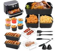 Accessoires Air Fryer pour NINJA 10.4 L, Foodi Flexdrawer Friteuse à Air Chaud AF500EU Flex Drawer Airfryer, Moule Silicone Air Fryer pour Ninja Foodi Flex 1 × 10.4 L et 2 × 5.2 L (22PCS)