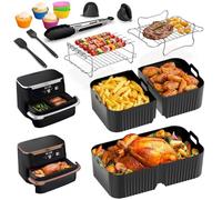 Accessoires Air Fryer pour Ninja AF500EU Foodi FlexDrawer 10.4L | Moule Silicone Air Fryer Ninja 10,4L, Plat pour Airfryer Réutilisable Panier(1x10,4 L+2x5,2 L), 22 Pièces